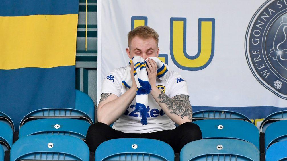 A Leeds United fan cannot believe what he has just witnessed