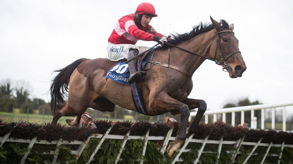 Laurina jumps the last en route to a most impressive success at Fairyhouse