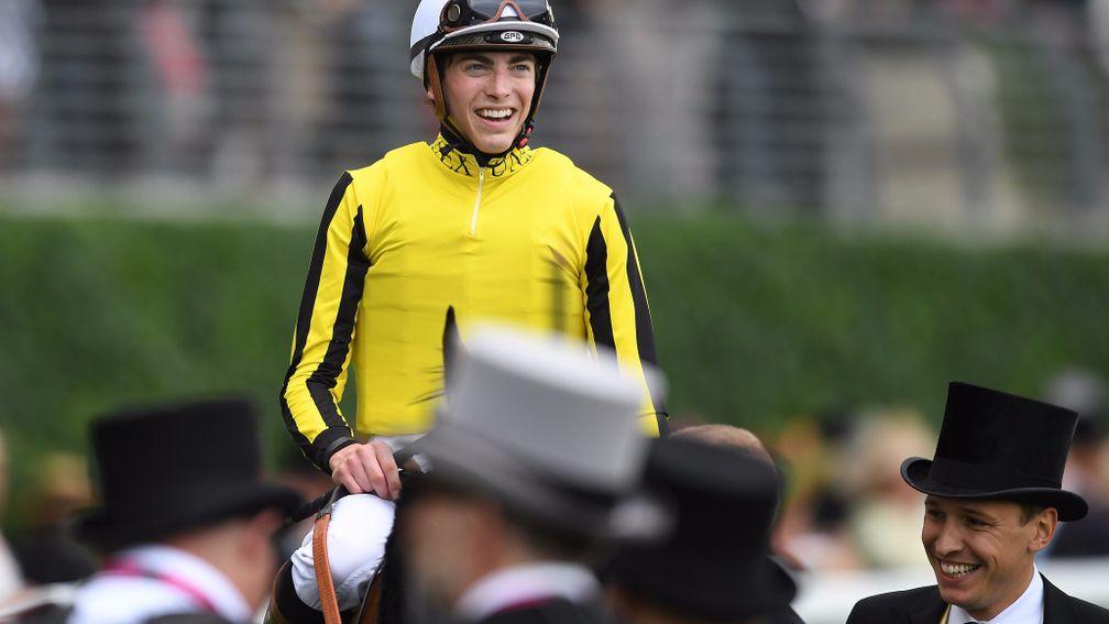 ASCOT, ENGLAND - JUNE 22:  Winning jockey James Doyle and Big Orange celebrates after winning the Gold Cup on Day Three of Royal Ascot at Ascot Racecourse on June 22, 2017 in Ascot, England.  (Photo by Mike Hewitt/Getty Images)