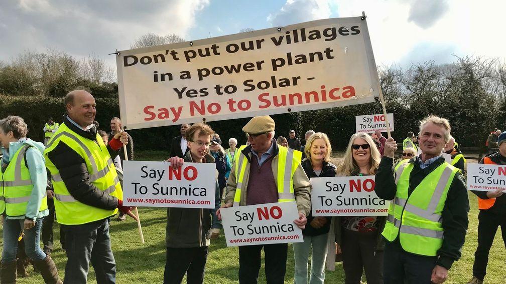The Say No to Sunnica Community Action Group protesting against the proposed scheme