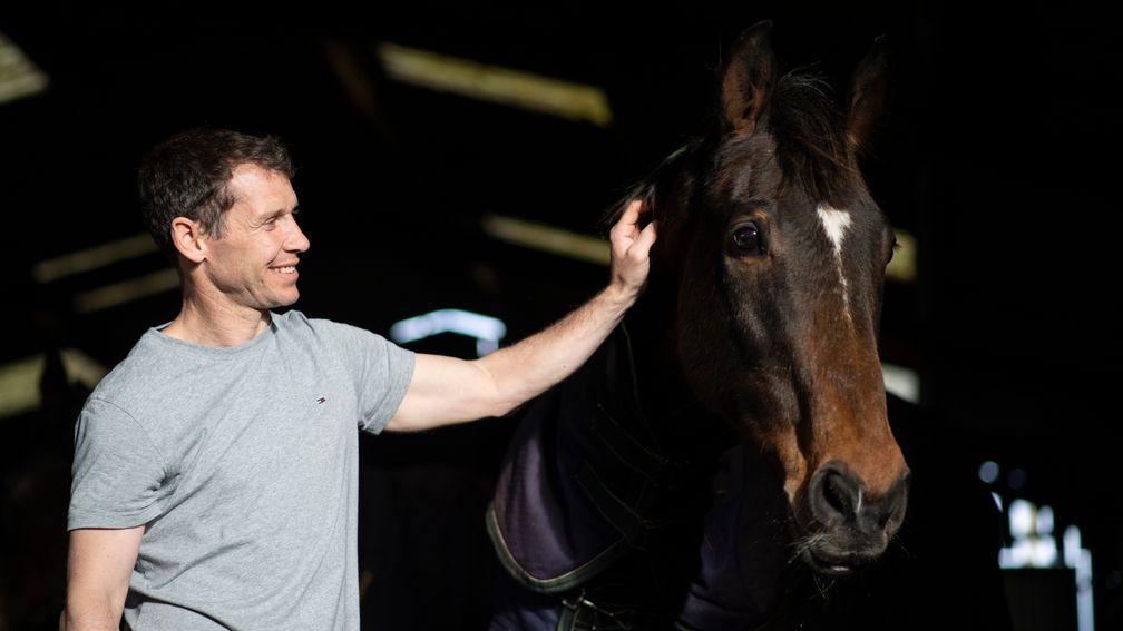 Richard Johnson with his 2000 Cheltenham Gold Cup winner Looks Like Trouble on his farm in Herefordshire