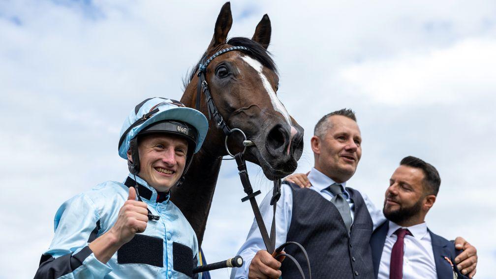 Armando Duarte (right) after Alenquer's win at the Curragh in May