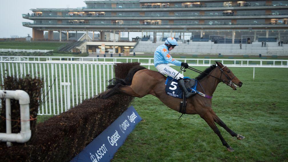 Un De Sceaux (Paul Townend) jumps the last fence and wins the Clarence House ChaseAscot 20.1.18 Pic: Edward Whitaker
