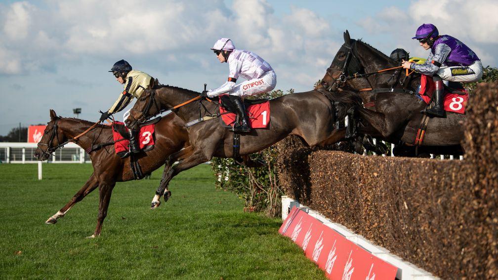 Champagne Court (centre) on his way to an easy success in the 2m4f novice handicap chase