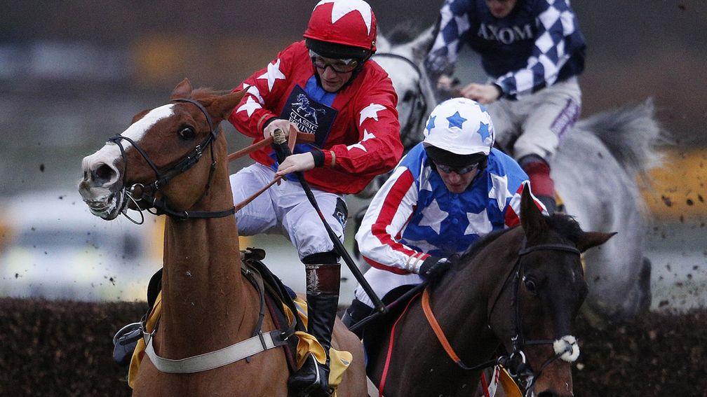Sire De Grugy and Special Tiara have a coming together in the 2015 Tingle Creek