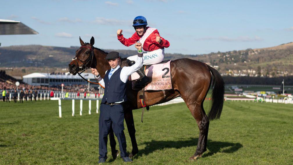A Plus Tard and Rachael Blackmore after winning the 2022 Cheltenham Gold Cup