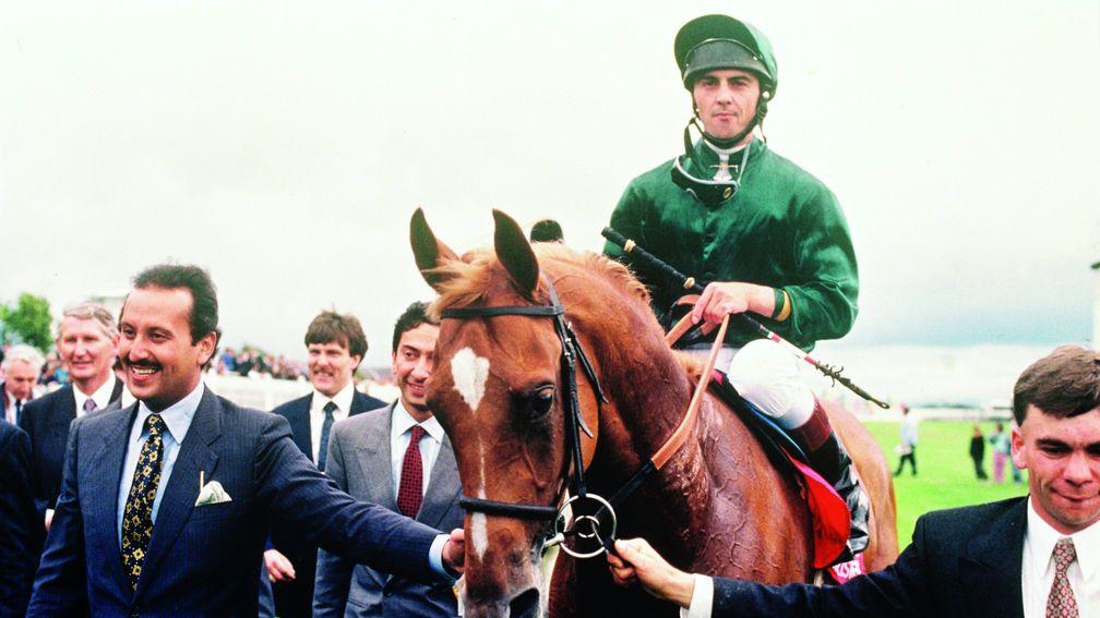 Prince Fahd with Generous after Derby glory in 1991