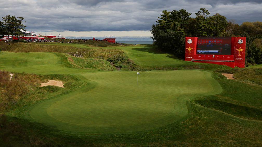 The Ryder Cup could all come down to the 18th green at Pete Dye-designed Whistling Straits on Sunday