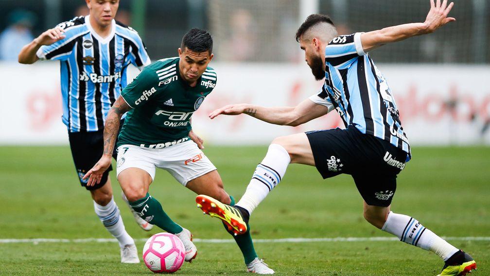 Palmeiras striker Dudu (centre) is available to return for clash with Fluminense