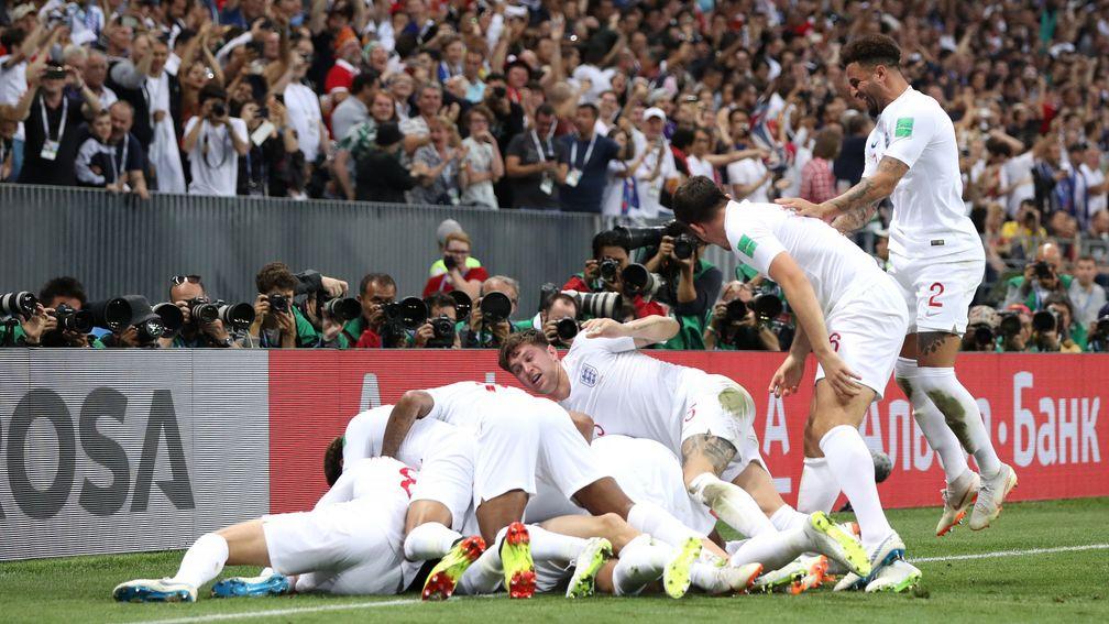 England celebrate Kieran Tripier's wonder strike against Croatia in the World Cup semi-finals