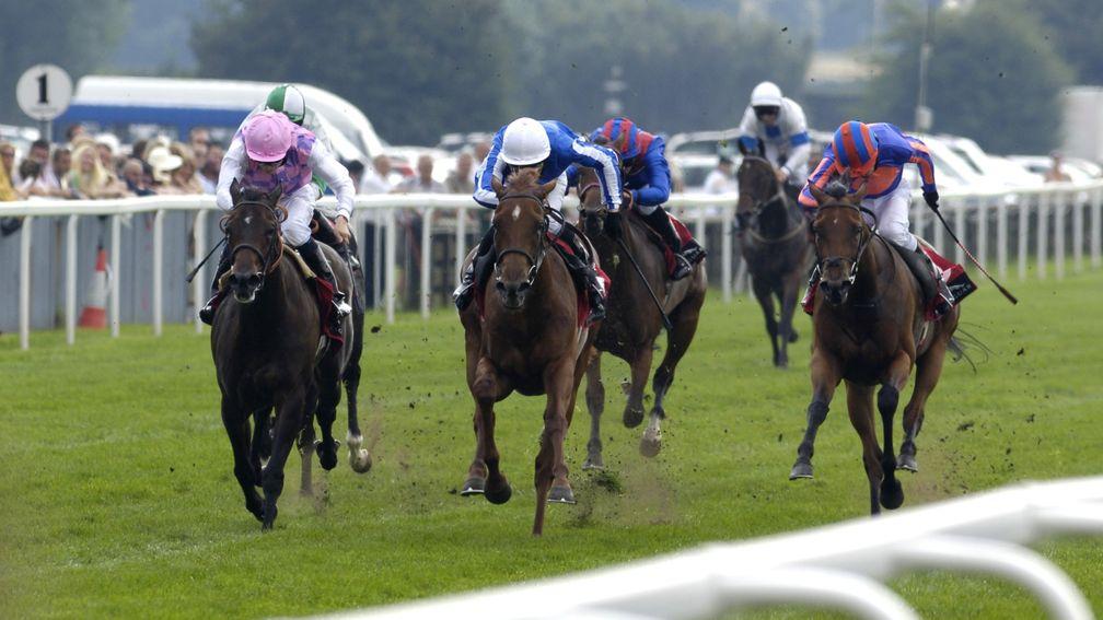 Flashy Wings and Ted Durcan (centre) land the Lowther Stakes at York