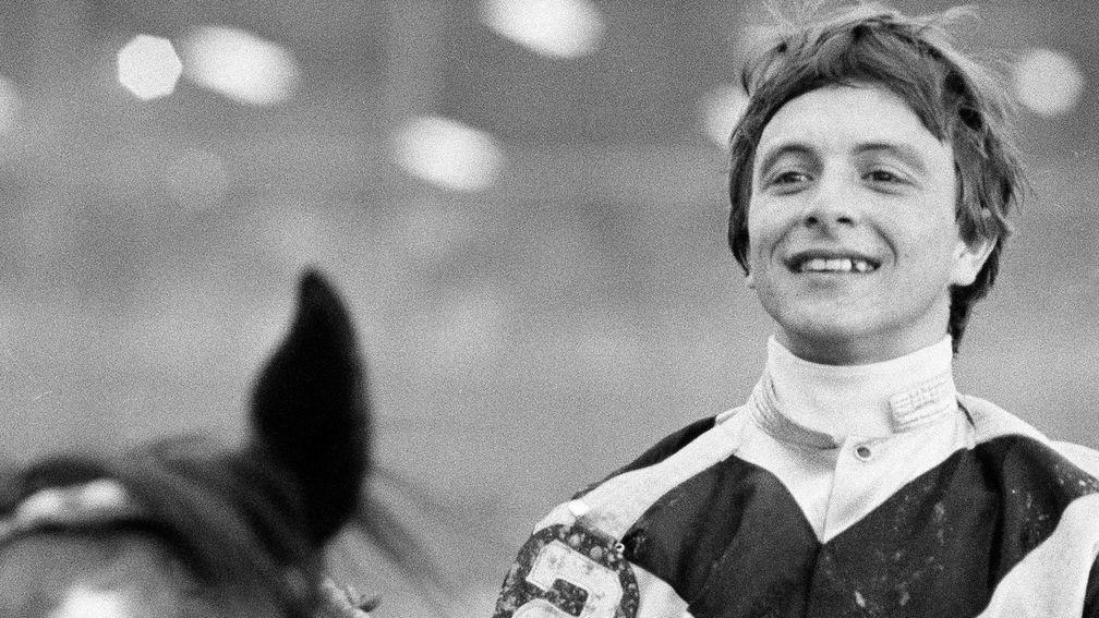 Ronnie Franklin on Spectacular Bid after winning the Preakness Stakes in 1979