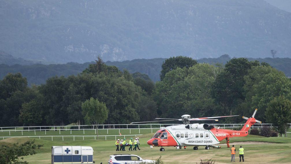 The air ambulance arrives for Ana O'Brien after her Killarney fall