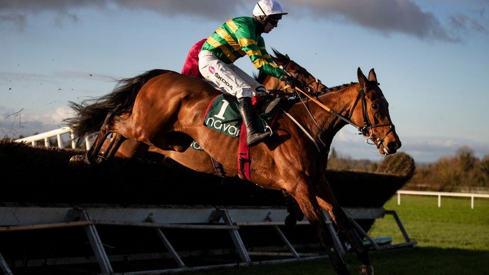 Andy Dufresne and Mark Walsh en route to a workmanlike success in the Grade 3 novice chase at Navan