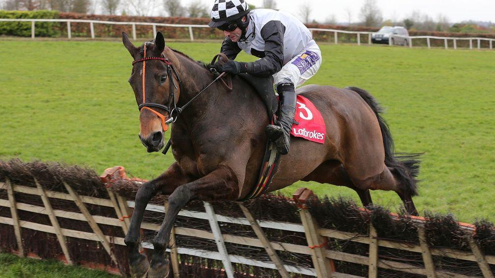 Dunguib and Brian O'Connell clear the last en route to victory in the Ladbrokes Boyne Hurdle