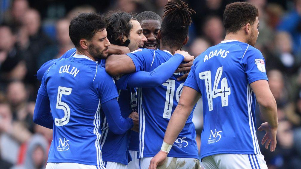Birmingham celebrate their 1-0 win over Ipswich