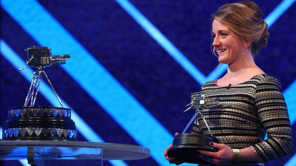 Hollie Doyle with her third-placed trophy at the BBC Sports Personality of the Year show
