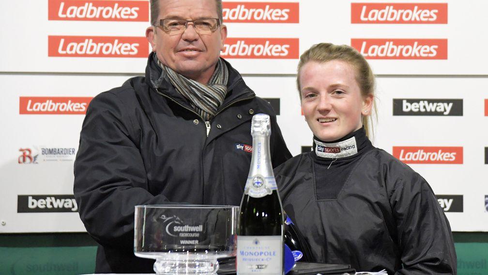 Hollie Doyle with Jason Weaver after her record 107th winner of 2019