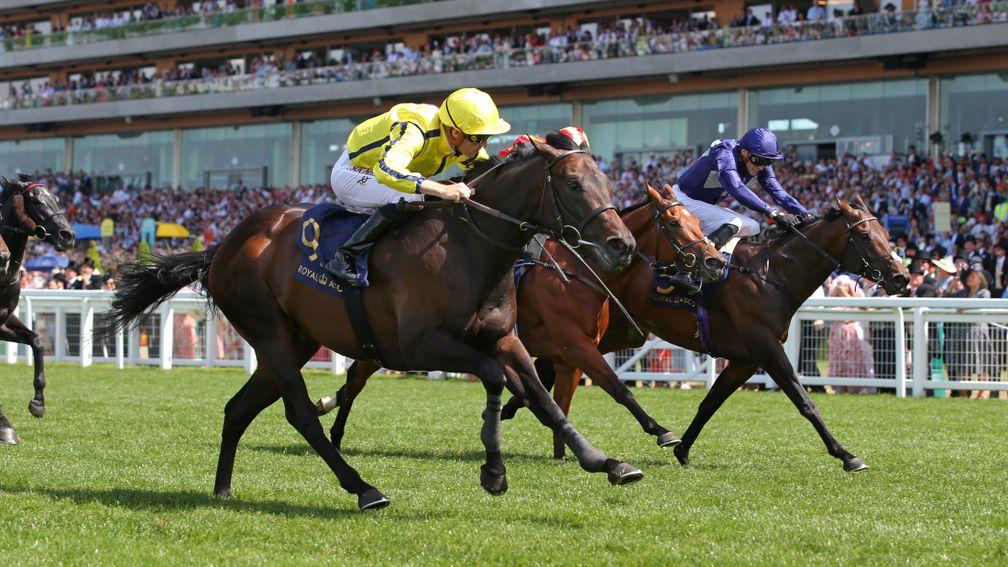 ASCOT, ENGLAND - JUNE 17:  Perfect Power ridden by Christophe Soumillon wins The Commonwealth Cup on day four of Royal Ascot 2022 at Ascot Racecourse on June 17, 2022 in Ascot, England. (Photo by Alex Livesey/Getty Images)