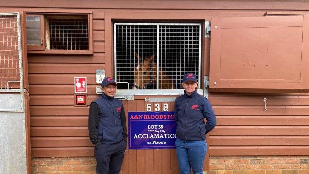 Antonio Da Silva and Nikki Scallan with their Acclamation filly to be offered this week