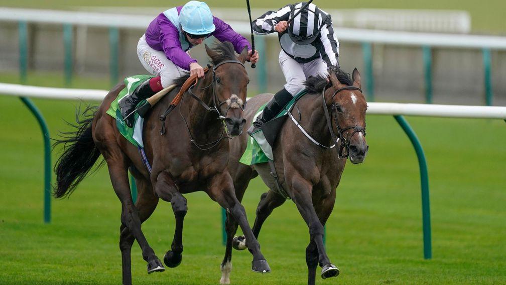 Miss Amulet (right): made Alcohol Free pull out all the stops to win the Juddmonte Cheveley Park Stakes