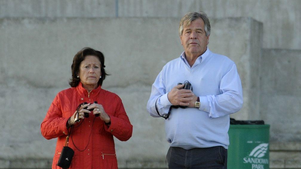 Coral Pritchard-Gordon with Sir Michael Stoute at Sandown in 2009