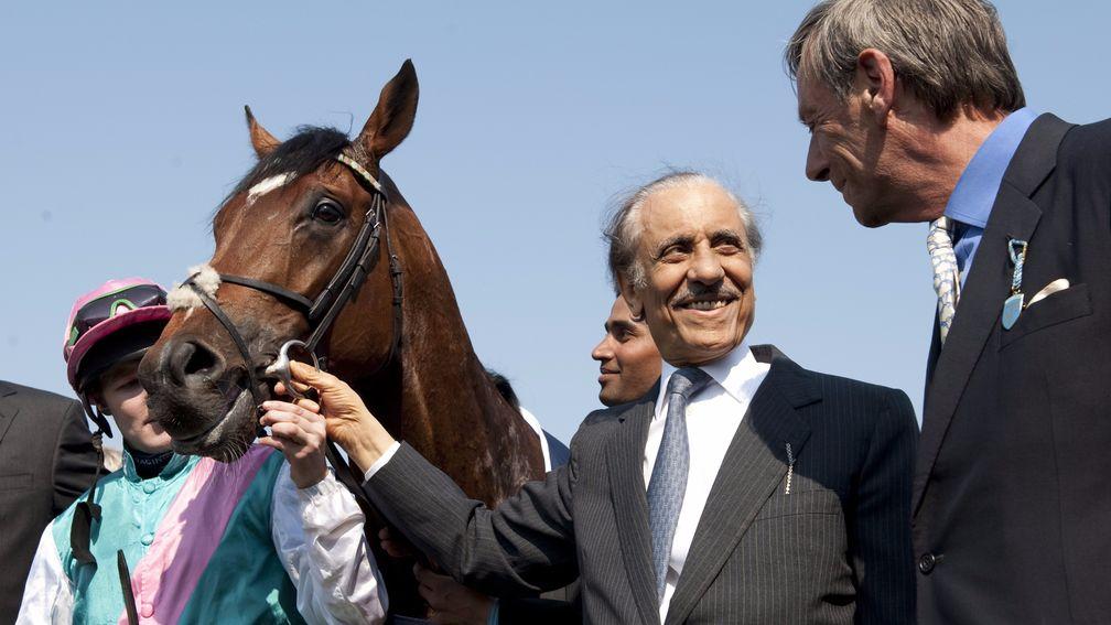 Prince Khalid's crowning achievement: Frankel, seen here with jockey Tom Queally and trainer Sir Henry Cecil. Delahooke bought the second dam's sire as well as the mother of Frankel's damsire