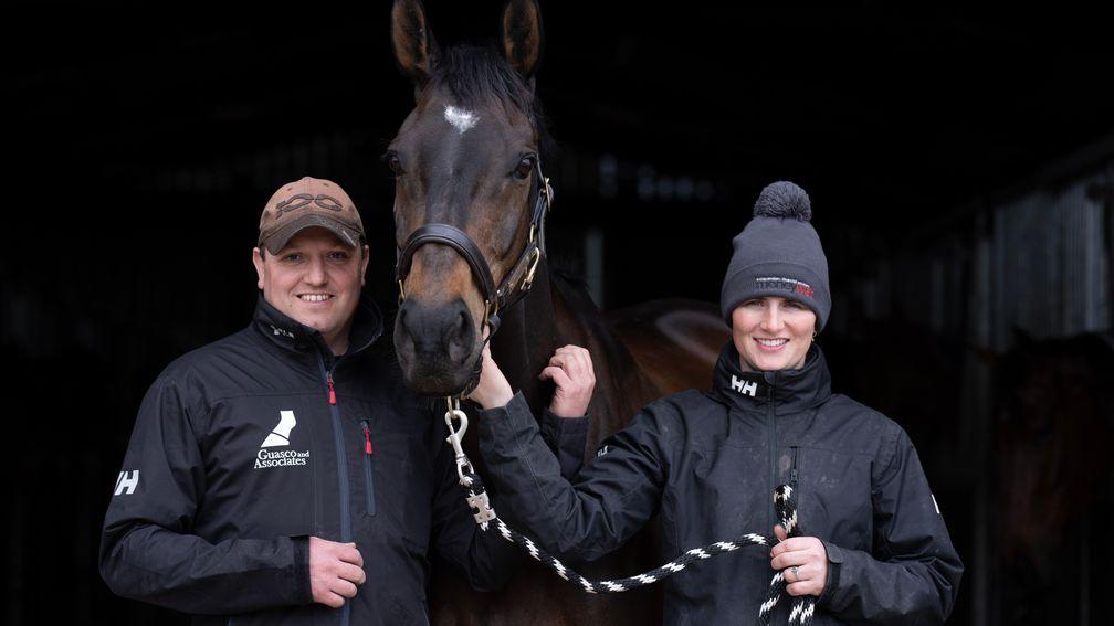 Tom Ellis and Gina Andrews with their Grand National hopeful Latenightpass