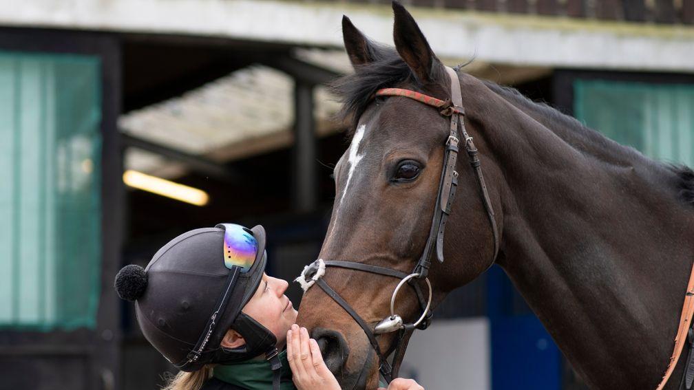 Lust For Glory and her adoring groom Dayna Lee pictured at Nicky Henderson's yard last week