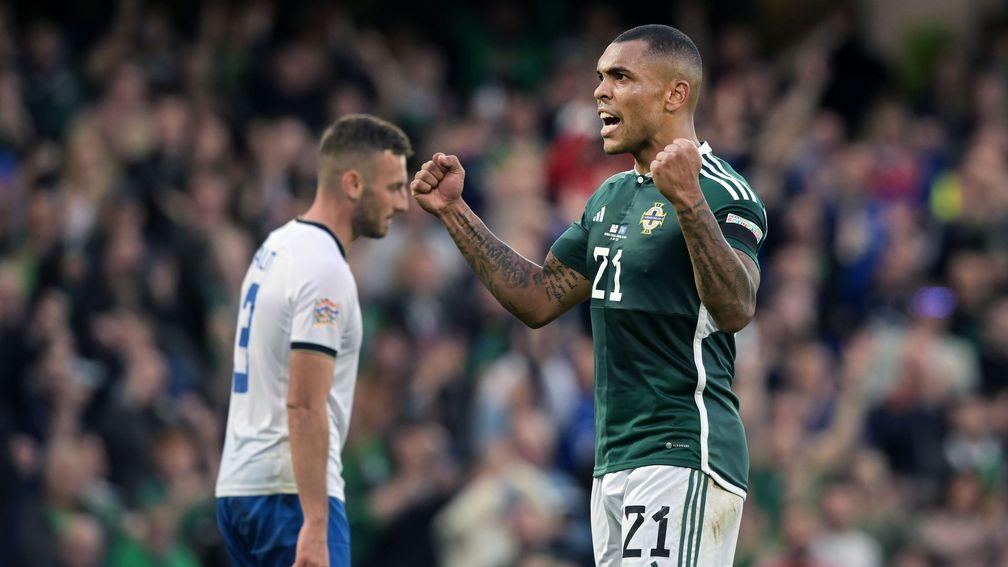 Josh Magennis celebrates his winner for Northern Ireland against Kosovo in the Nations League