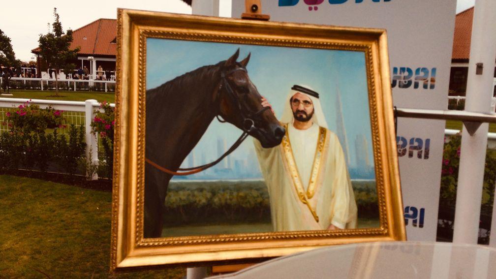 The painting of Sheikh Mohammed and Dubai Millennium presented at Newmarket