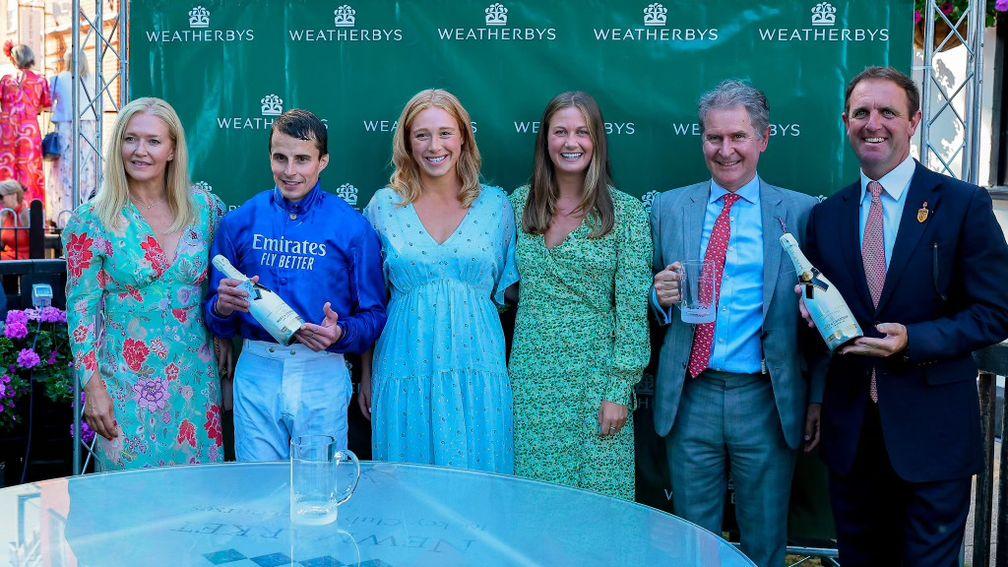 Lucy Horan (third from the right) with Godolphin winning connections at Newmarket in 2022