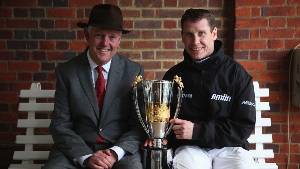 Philip Hobbs and Richard Johnson, pictured together at Sandown on the day in April 2016 when the trainer's retained rider became champion for the first time