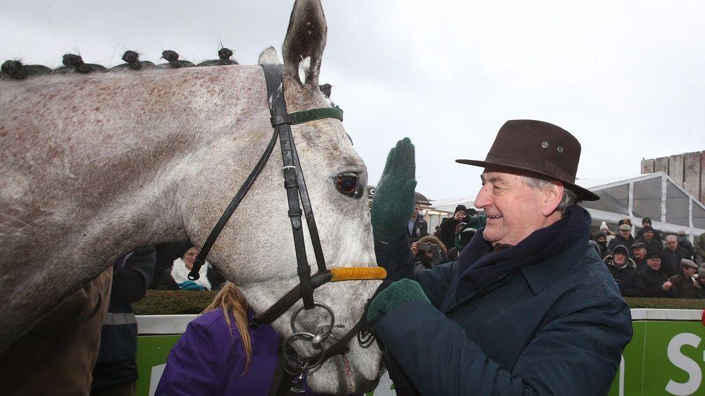 Noel Meade with Flogas Novice Chase winner Disko: the trainer thinks the grey could give him a fifth Cheltenham Festival win