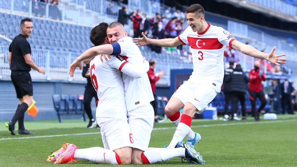 Burak Yilmaz (centre) will be key to Turkey's hopes at Euro 2020