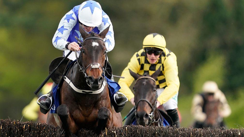 Walsh and Kemboy lead Paul Townend on Al Boum Photo over the final fence in the Coral Punchestown Gold Cup