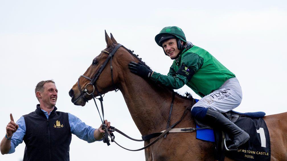 Paul Townend celebrates on Blue Lord after winning at Punchestown on Friday
