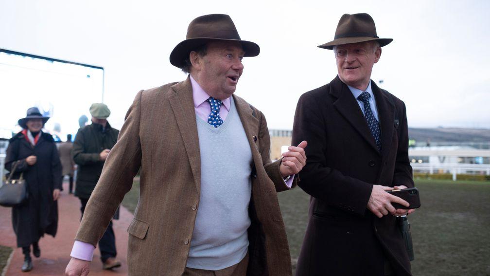 Nicky Henderson (left): used to train I Am Maximus, who is now trained by Willie Mullins (right)