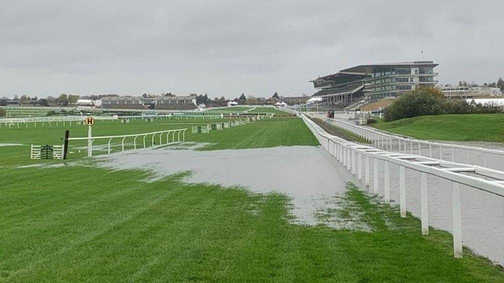 Standing water on the track at Cheltenham
