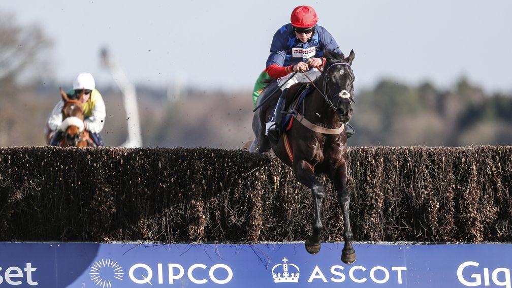 ASCOT, ENGLAND - FEBRUARY 17:  Bryony Frost riding Black Corton clear the last to win The Sodexo Reynoldstown Novices' Steeple Chase at Ascot Racecourse on February 17, 2018 in Ascot, England. (Photo by Alan Crowhurst/Getty Images)