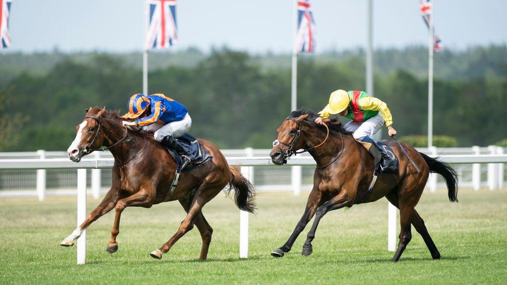 Love (Ryan Moore,left) beats Audarya to win the Prince Of Wales's StakesAscot 16.6.21 Pic: Edward Whitaker/ Racing Post