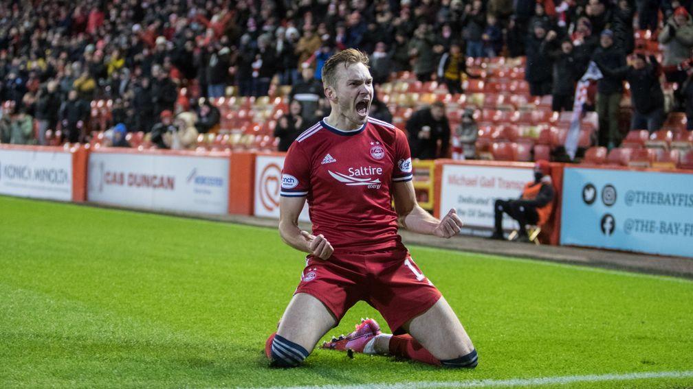 Aberdeen's Ryan Hedges celebrates scoring against Livingston earlier in the season