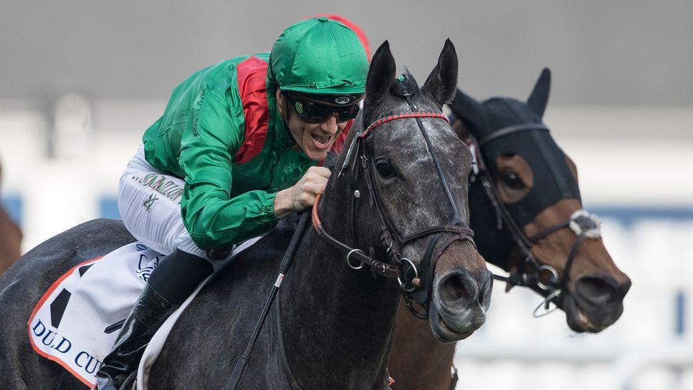 Soumillon is wreathed in smiles as Vazirabad powers to a Dubai Gold Cup hat-trick in March