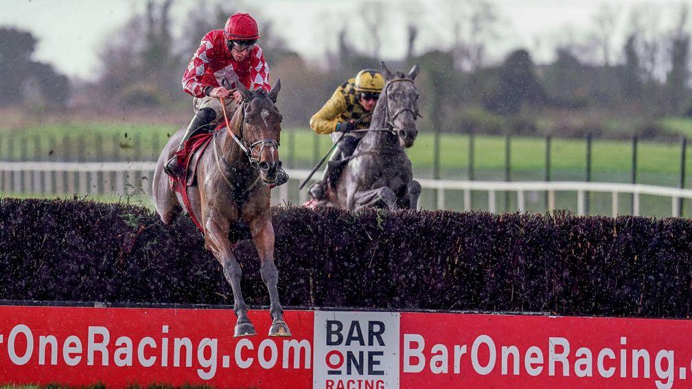 RATOATH, IRELAND - DECEMBER 04: Jack Kennedy riding Mighty Potter cler the last to win The Bar One Racing Drinmore Novice Chase at Fairyhouse Racecourse on December 04, 2022 in Ratoath, Ireland. (Photo by Alan Crowhurst/Getty Images)