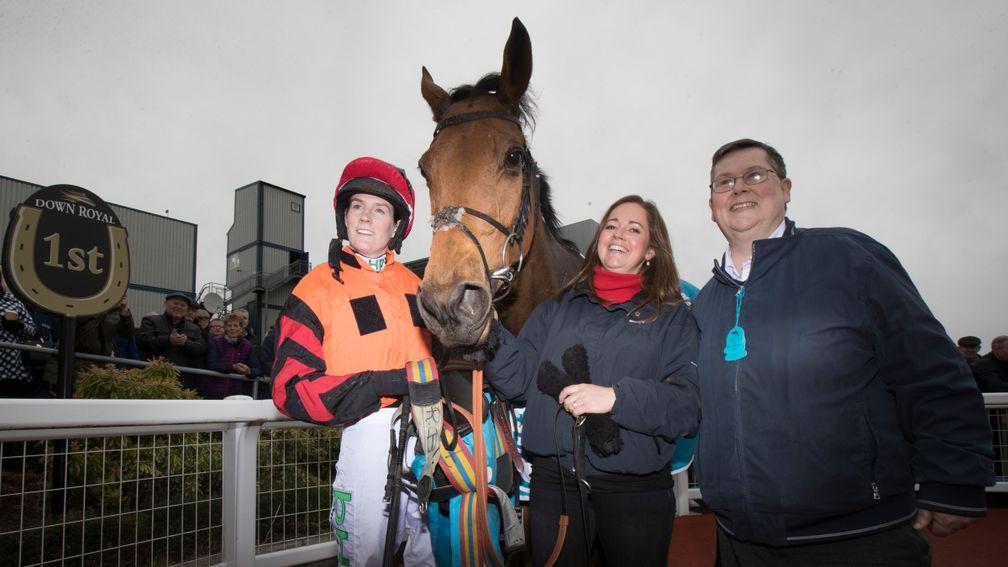 Rachael Blackmore, Nicola Jardine and Andrew Cork with Bedrock after their Grade 2 success