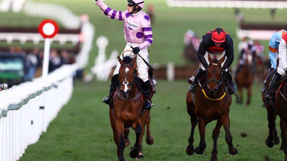 Stay Away Fay after winning the Albert Bartlett Novices Hurdle during day four of the Cheltenham Festival 2023 at Cheltenham Racecourse on March 17, 2023 in Cheltenham, England. (Photo by Mi