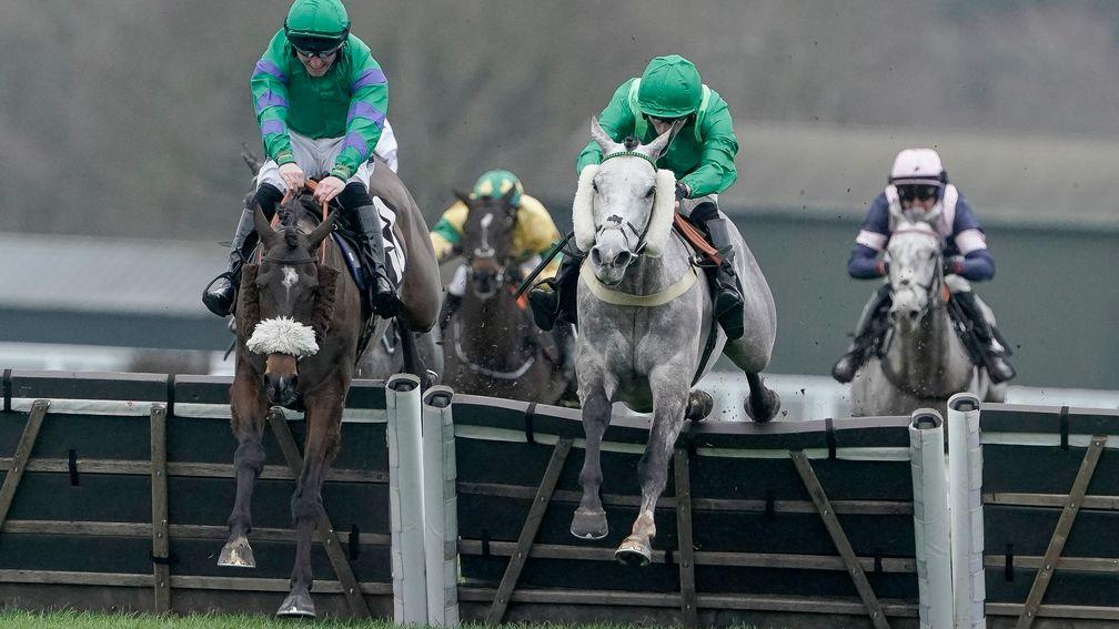 Joe Anderson riding Mothill (left) clear the last to win at Ascot
