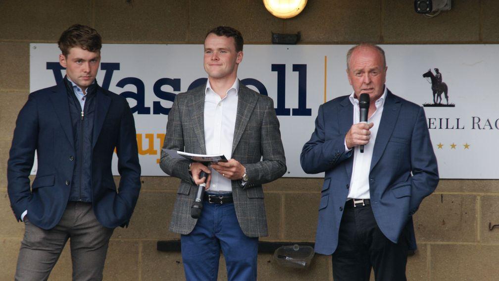 Jonjo O'Neill (right) with sons AJ (centre) and Jonjo Jr (left) at the trainer's open day