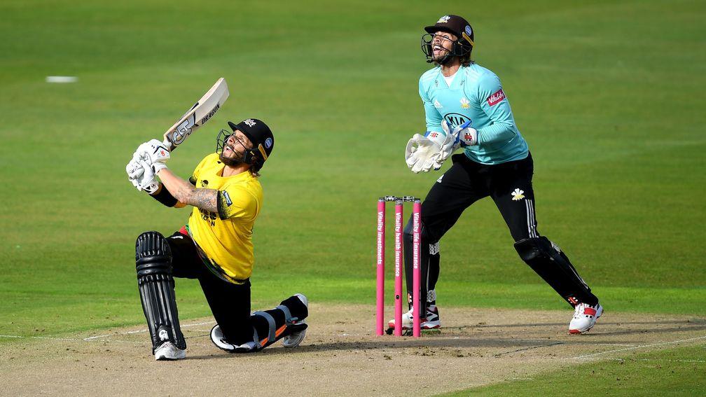 Chris Dent of Gloucestershire goes aerial in last year's T20 Blast semi-final