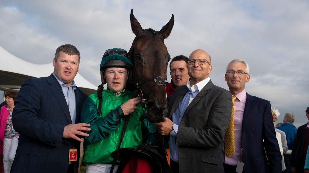 Gordon Elliott, Luke Dempsey, Darren Treacy, Simon Munir and Anthony Bromley pictured with Borice following their Galway Plate success